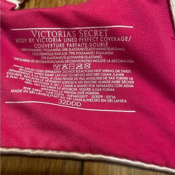 Body By Victoria’s Secret Lined Perfect Coverage Hot Pink 32DDD Bra - Picture 7 of 8